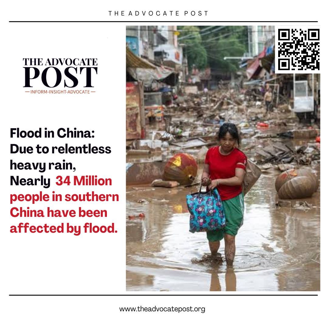Read more about the article Flood in China: Due to relentless heavy rain, Nearly 34 Million people in southern China have been affected by flood