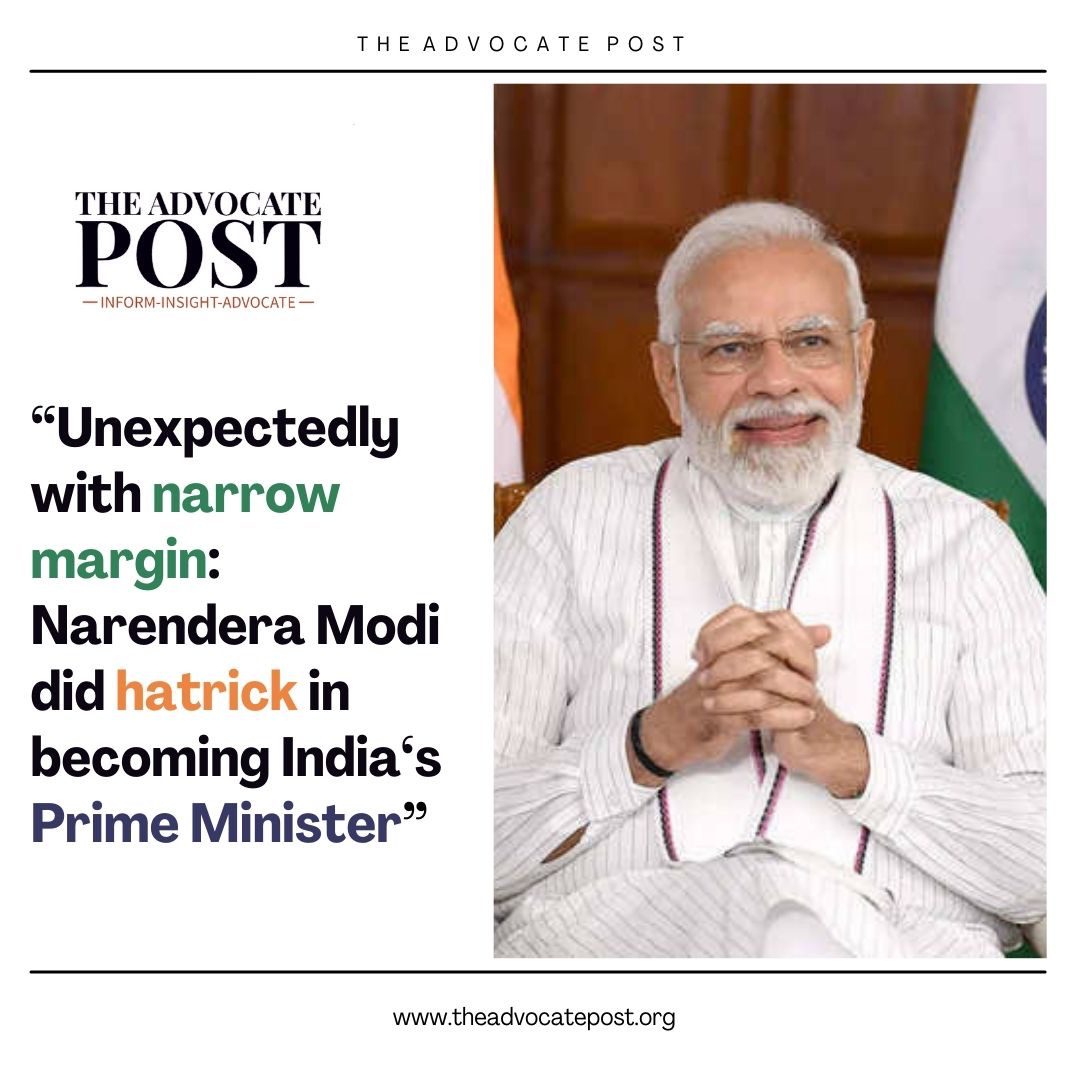 Read more about the article Unexpectedly with narrow margin: Narendera Modi did hatrick in becoming India’s Prime Minister