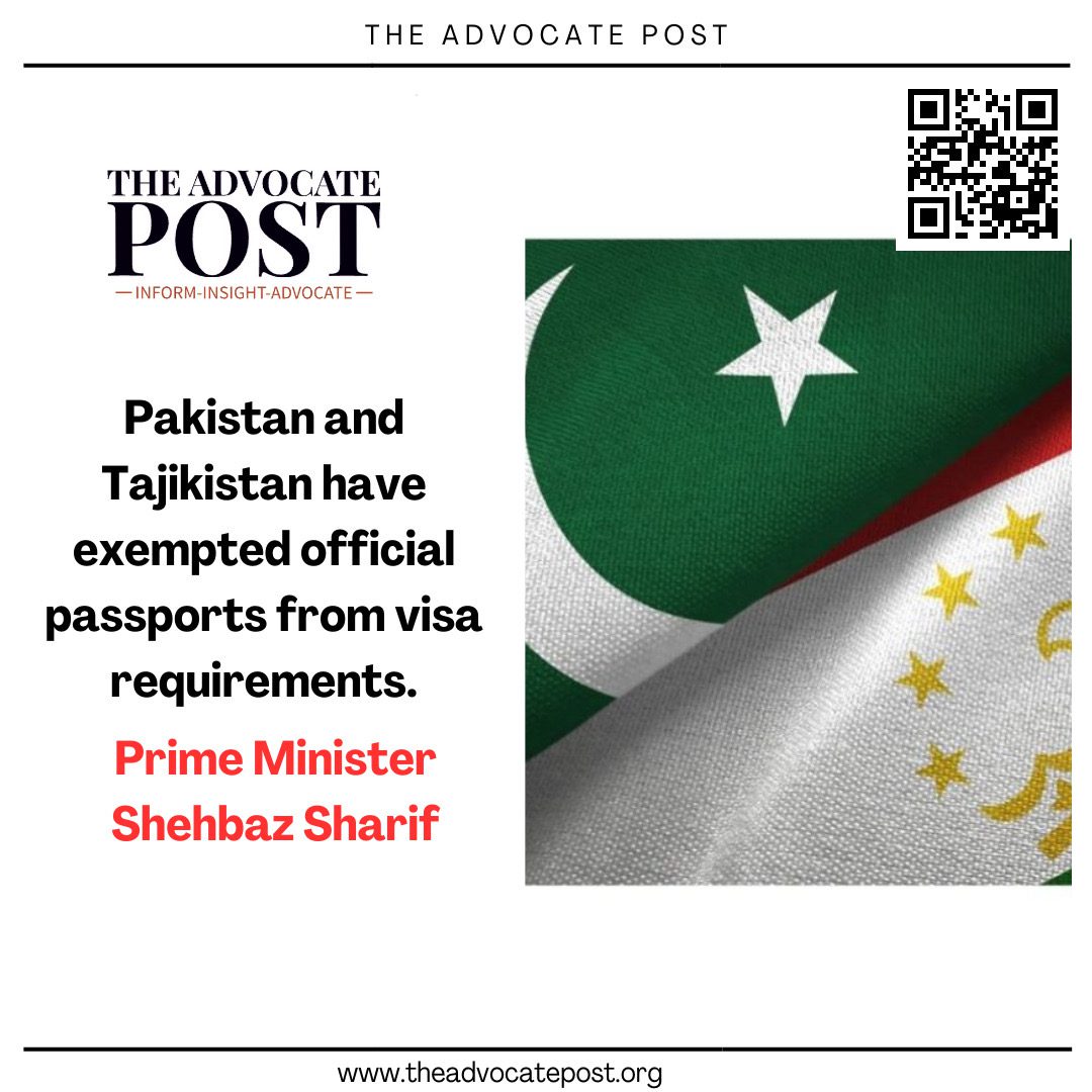 Read more about the article Pakistan and Tajikistan have exempted official passports from visa requirements: Prime Minister Shehbaz Sharif