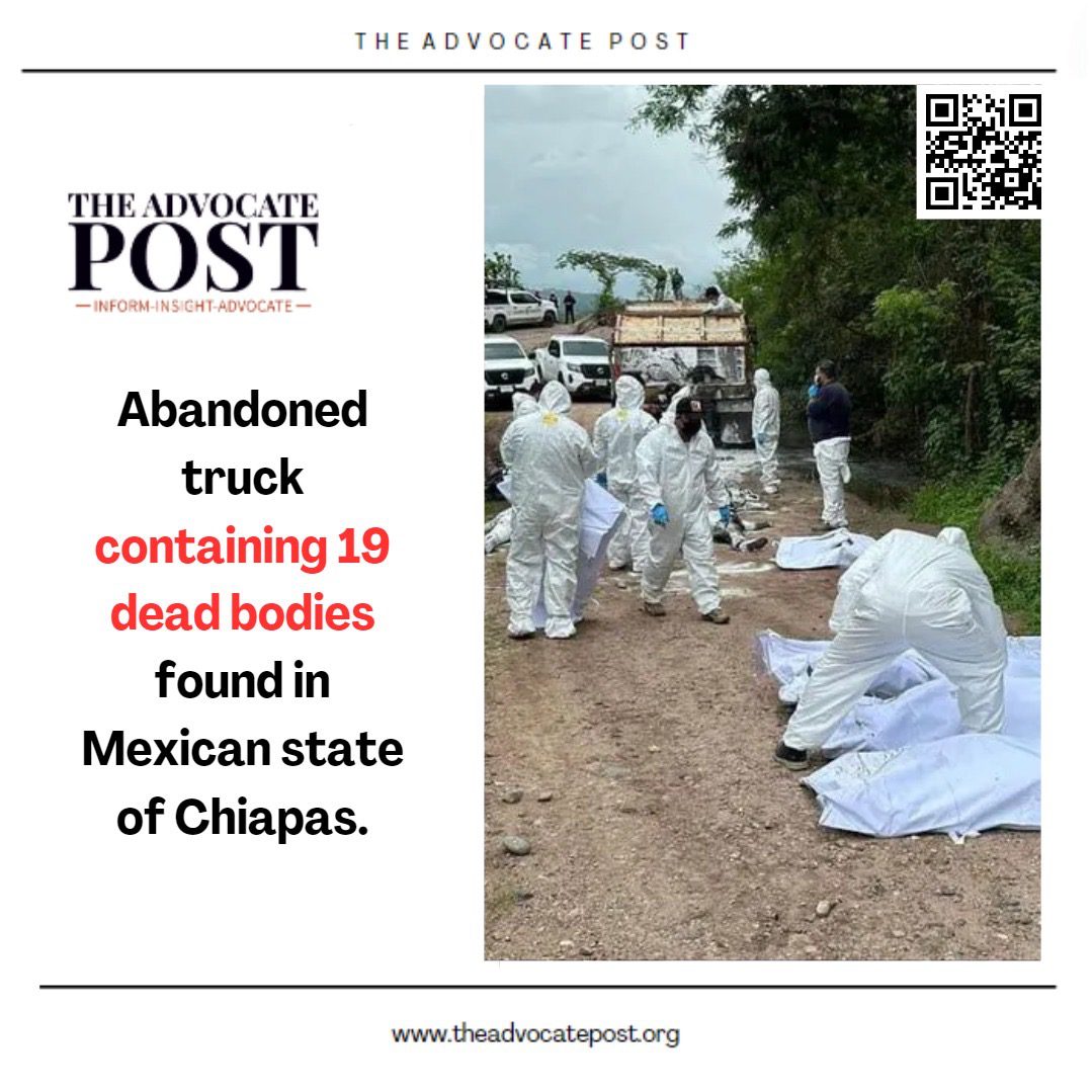 Read more about the article Abandoned truck containing 19 dead bodies found in Mexican state of Chiapas