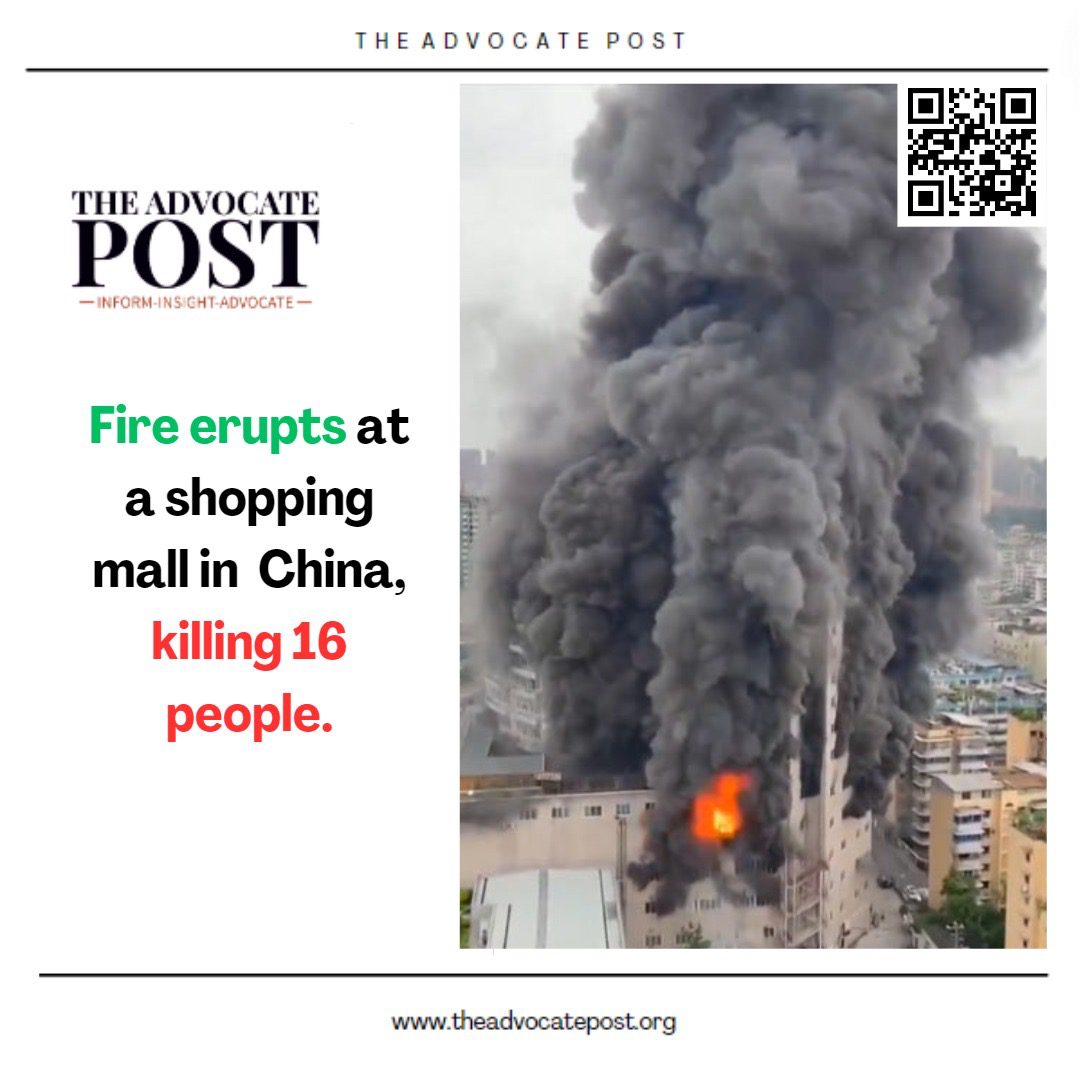 Read more about the article Fire erupts at a shopping mall in Southwest China, killing 16 residents