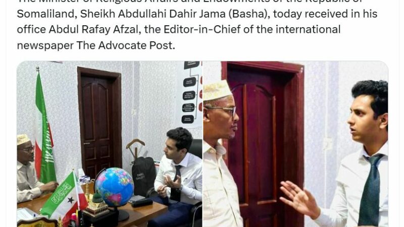Abdul Rafay Afzal meeting Minister of Religion Somaliland