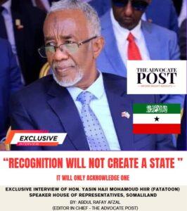 Interview Yasin Haji Faratoon Speaker Somaliland Parliament