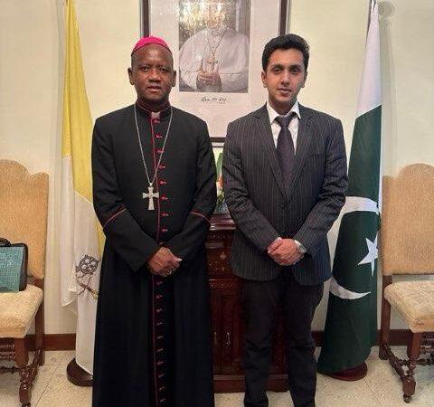 Abdul Rafay Afzal with Archbishop Germano Penemote Apostolic Nuncio of the Holy See to Pakistan