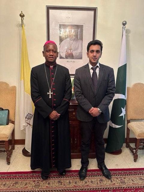 Abdul Rafay Afzal with Archbishop Germano Penemote Apostolic Nuncio of the Holy See to Pakistan