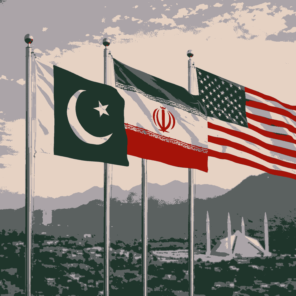 Iran Pakistan USA Flags